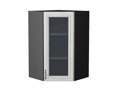 Шкаф верхний угловой остекленный Шале Graphite, White Dreamline, 920 В*Ш*Г 920*600*600, фасад МДФ/Стекло  White Dreamline, корпус  Graphite ms2510VVT_53854