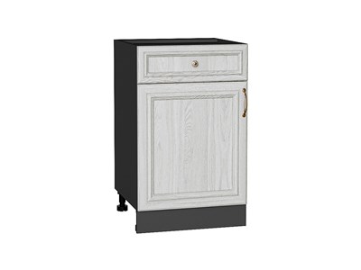 Шкаф нижний с 1-ой дверцей и ящиком Шале Graphite, White Dreamline, 500 В*Ш*Г 816*500*480, фасад МДФ  White Dreamline, корпус  Graphite ms2510VVT_53940