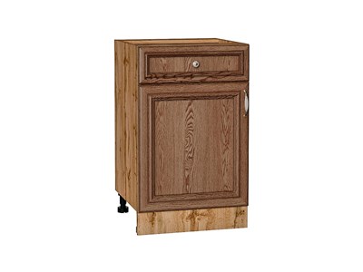 Шкаф нижний с 1-ой дверцей и ящиком Шале Дуб Вотан, Brown Dreamline, 500 В*Ш*Г 816*500*480, фасад МДФ  Brown Dreamline, корпус  Дуб Вотан ms2510VVT_61362