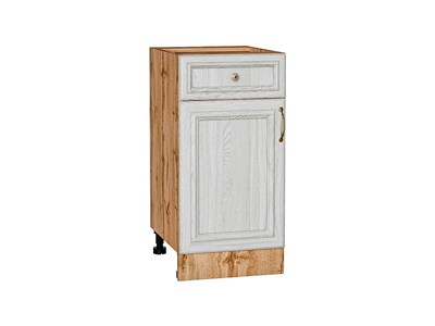 Шкаф нижний с 1-ой дверцей и ящиком Шале Дуб Вотан, White Dreamline, 400 В*Ш*Г 816*400*478, фасад МДФ  White Dreamline, корпус  Дуб Вотан ms2510VVT_61359