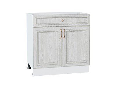 Шкаф нижний с 2-мя дверцами и ящиком Шале Белый, White Dreamline, 800 В*Ш*Г 816*800*480, фасад МДФ  White Dreamline, корпус  Белый ms2510VVT_56611