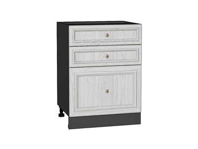 Шкаф нижний с 3-мя ящиками Шале Graphite, White Dreamline, 600 В*Ш*Г 816*600*480, фасад МДФ  White Dreamline, корпус  Graphite ms2510VVT_53991