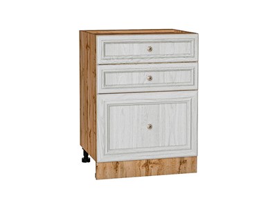 Шкаф нижний с 3-мя ящиками Шале Дуб Вотан, White Dreamline, 600 В*Ш*Г 816*600*480, фасад МДФ  White Dreamline, корпус  Дуб Вотан ms2510VVT_61389