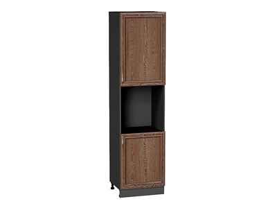 Шкаф пенал с 2-мя дверцами под технику Шале Graphite, Brown Dreamline, 2340 В*Ш*Г 2336*600*576, фасад МДФ  Brown Dreamline, корпус  Graphite ms2510VVT_54026