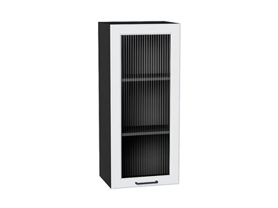 Шкаф верхний с 1-ой остекленной дверцей Барселона Graphite, Белый, 920, 400 В*Ш*Г 920*400*324, фасад МДФ/Стекло  Белый, корпус  Graphite ms2510VVT_53077