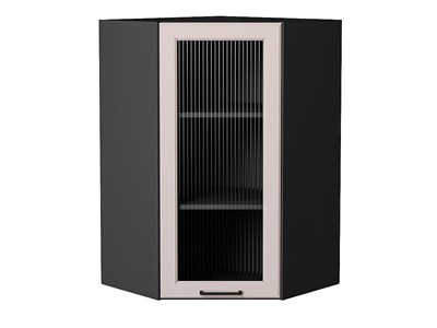Шкаф верхний угловой остекленный Барселона Graphite, Кашемир, 920 В*Ш*Г 920*600*606, фасад МДФ/Стекло  Кашемир, корпус  Graphite ms2510VVT_53275