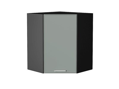 Шкаф верхний угловой Квадро Graphite, Аквамарин, 720 В*Ш*Г 716*600*600, фасад МДФ  Аквамарин, корпус  Graphite ms2510VVT_73243