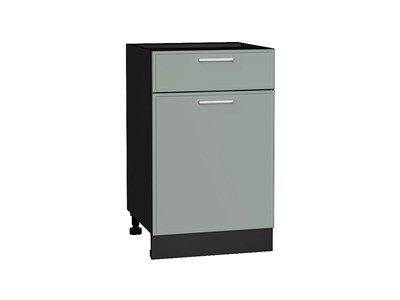 Шкаф нижний с 1-ой дверцей и ящиком Квадро Graphite, Аквамарин, 500 В*Ш*Г 816*500*481, фасад МДФ  Аквамарин, корпус  Graphite ms2510VVT_73510