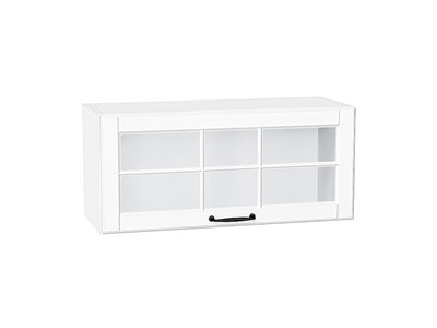 Шкаф верхний горизонтальный остекленный Дублин Белый, Special White, 800 В*Ш*Г 358*800*318, фасад МДФ/Стекло  Special White, корпус  Белый ms2510VVT_74260