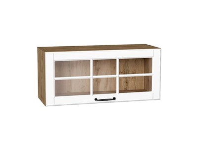 Шкаф верхний горизонтальный остекленный Дублин Дуб Вотан, Special White, 800 В*Ш*Г 358*800*318, фасад МДФ/Стекло  Special White, корпус  Дуб Вотан ms2510VVT_74266