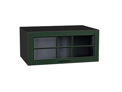 Шкаф верхний горизонтальный остекленный глубокий Дублин Graphite, Special Green, 800 В*Ш*Г 358*800*574, фасад МДФ/Стекло  Special Green, корпус  Graphite ms2510VVT_74257