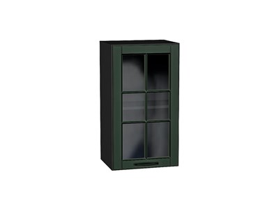 Шкаф верхний с 1-ой остекленной дверцей Дублин Graphite, Special Green, 720, 400 В*Ш*Г 716*400*318, фасад МДФ/Стекло  Special Green, корпус  Graphite ms2510VVT_74337