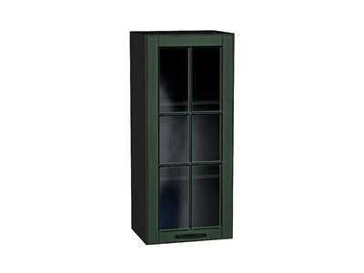 Шкаф верхний с 1-ой остекленной дверцей Дублин Graphite, Special Green, 920, 400 В*Ш*Г 920*400*318, фасад МДФ/Стекло  Special Green, корпус  Graphite ms2510VVT_74340