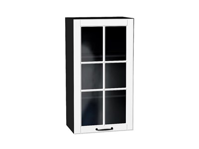 Шкаф верхний с 1-ой остекленной дверцей Дублин Graphite, Special White, 920, 500 В*Ш*Г 920*500*318, фасад МДФ/Стекло  Special White, корпус  Graphite ms2510VVT_74347