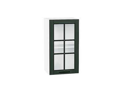Шкаф верхний с 1-ой остекленной дверцей Дублин Белый, Special Green, 720, 400 В*Ш*Г 716*400*318, фасад МДФ/Стекло  Special Green, корпус  Белый ms2510VVT_74319