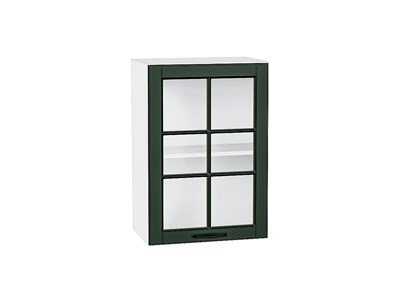 Шкаф верхний с 1-ой остекленной дверцей Дублин Белый, Special Green, 720, 500 В*Ш*Г 716*500*318, фасад МДФ/Стекло  Special Green, корпус  Белый ms2510VVT_74320
