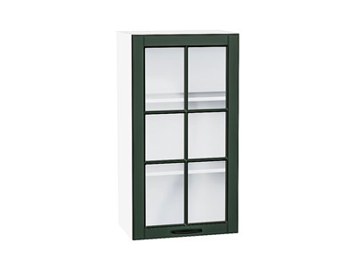 Шкаф верхний с 1-ой остекленной дверцей Дублин Белый, Special Green, 920, 500 В*Ш*Г 920*500*318, фасад МДФ/Стекло  Special Green, корпус  Белый ms2510VVT_74323