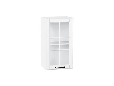 Шкаф верхний с 1-ой остекленной дверцей Дублин Белый, Special White, 720, 400 В*Ш*Г 716*400*318, фасад МДФ/Стекло  Special White, корпус  Белый ms2510VVT_74313