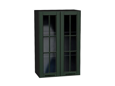 Шкаф верхний с 2-мя остекленными дверцами Дублин Graphite, Special Green, 920, 600 В*Ш*Г 920*600*318, фасад МДФ/Стекло  Special Green, корпус  Graphite ms2510VVT_74310