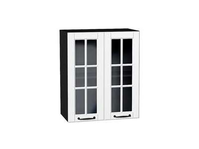 Шкаф верхний с 2-мя остекленными дверцами Дублин Graphite, Special White, 720, 600 В*Ш*Г 716*600*318, фасад МДФ/Стекло  Special White, корпус  Graphite ms2510VVT_74304