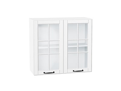 Шкаф верхний с 2-мя остекленными дверцами Дублин Белый, Special White, 720, 800 В*Ш*Г 716*800*318, фасад МДФ/Стекло  Special White, корпус  Белый ms2510VVT_74289