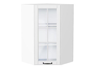 Шкаф верхний угловой остекленный Дублин Белый, Special White, 920 В*Ш*Г 920*600*600, фасад МДФ/Стекло  Special White, корпус  Белый ms2510VVT_74277