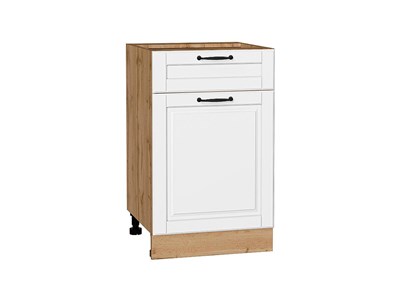 Шкаф нижний с 1-ой дверцей и ящиком Дублин Дуб Вотан, Special White, 500 В*Ш*Г 816*500*478, фасад МДФ  Special White, корпус  Дуб Вотан ms2510VVT_73477
