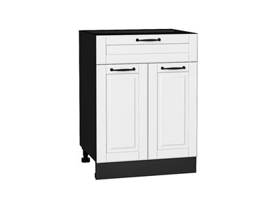 Шкаф нижний с 2-мя дверцами и ящиком Дублин Graphite, Special White, 600 В*Ш*Г 816*600*478, фасад МДФ  Special White, корпус  Graphite ms2510VVT_73581