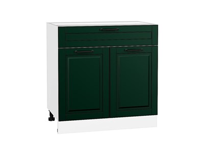 Шкаф нижний с 2-мя дверцами и ящиком Дублин Белый, Special Green, 800 В*Ш*Г 816*800*478, фасад МДФ  Special Green, корпус  Белый ms2510VVT_73560