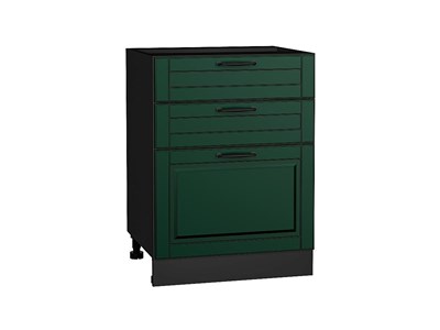 Шкаф нижний с 3-мя ящиками Дублин Graphite, Special Green, 600 В*Ш*Г 816*600*478, фасад МДФ  Special Green, корпус  Graphite ms2510VVT_73653