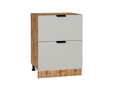 Шкаф нижний с 2-мя ящиками Евро Дуб Вотан, Агат В*Ш*Г 816*600*478, фасад МДФ  Агат, корпус  Дуб Вотан ms2510VVT_62086