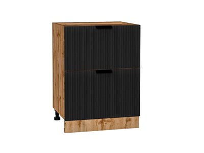 Шкаф нижний с 2-мя ящиками Евро Лайн Дуб Вотан, Антрацит В*Ш*Г 816*600*478, фасад МДФ  Антрацит, корпус  Дуб Вотан ms2510VVT_62090