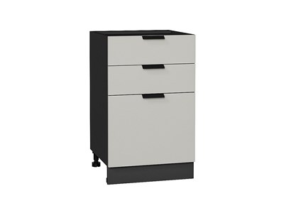Шкаф нижний с 3-мя ящиками Евро Graphite, Агат, 500 В*Ш*Г 816*500*478, фасад МДФ  Агат, корпус  Graphite ms2510VVT_59259
