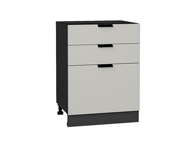 Шкаф нижний с 3-мя ящиками Евро Graphite, Агат, 600 В*Ш*Г 816*600*478, фасад МДФ  Агат, корпус  Graphite ms2510VVT_59260