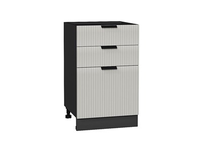 Шкаф нижний с 3-мя ящиками Евро Лайн Graphite, Агат, 500 В*Ш*Г 816*500*478, фасад МДФ  Агат, корпус  Graphite ms2510VVT_59514