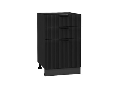 Шкаф нижний с 3-мя ящиками Евро Лайн Graphite, Антрацит, 500 В*Ш*Г 816*500*478, фасад МДФ  Антрацит, корпус  Graphite ms2510VVT_59524