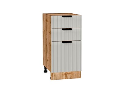 Шкаф нижний с 3-мя ящиками Евро Лайн Дуб Вотан, Агат, 400 В*Ш*Г 816*400*478, фасад МДФ  Агат, корпус  Дуб Вотан ms2510VVT_62119