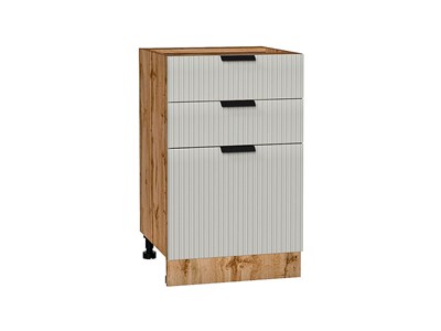 Шкаф нижний с 3-мя ящиками Евро Лайн Дуб Вотан, Агат, 500 В*Ш*Г 816*500*478, фасад МДФ  Агат, корпус  Дуб Вотан ms2510VVT_62120