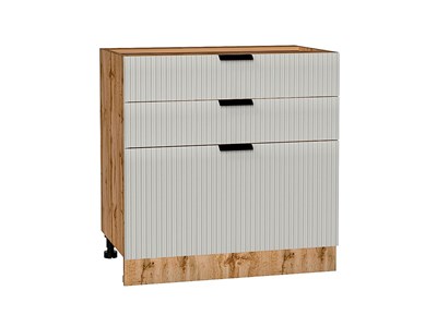 Шкаф нижний с 3-мя ящиками Евро Лайн Дуб Вотан, Агат, 800 В*Ш*Г 816*800*478, фасад МДФ  Агат, корпус  Дуб Вотан ms2510VVT_62122