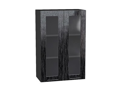 Шкаф верхний с 2-мя остекленными дверцами Валерия-М Graphite, Черный металлик дождь, 920, 600 В*Ш*Г 920*600*318, фасад МДФ/Стекло  Черный металлик дождь, корпус  Graphite ms2510VVT_40789