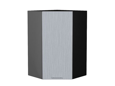 Шкаф верхний угловой Валерия-М Graphite, Серый металлик дождь светлый, 920 В*Ш*Г 920*600*600, фасад МДФ  Серый металлик дождь светлый, корпус  Graphite ms2510VVT_40539
