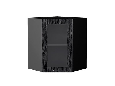 Шкаф верхний угловой остекленный Валерия-М Graphite, Черный металлик дождь, 720 В*Ш*Г 716*600*600, фасад МДФ/Стекло  Черный металлик дождь, корпус  Graphite ms2510VVT_37981