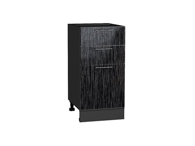 Шкаф нижний с 3-мя ящиками Валерия-М Graphite, Черный металлик дождь, 400 В*Ш*Г 816*400*478, фасад МДФ  Черный металлик дождь, корпус  Graphite ms2510VVT_38427