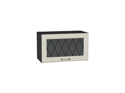 Шкаф верхний горизонтальный остекленный Ницца Graphite, Агат, 600 В*Ш*Г 358*600*318, фасад МДФ/Стекло  Агат, корпус  Graphite ms2510VVT_54550