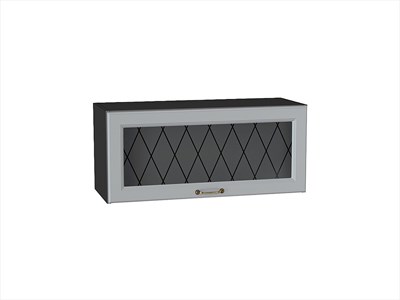 Шкаф верхний горизонтальный остекленный Ницца Graphite, Графит, 800 В*Ш*Г 358*800*318, фасад МДФ/Стекло  Графит, корпус  Graphite ms2510VVT_54563