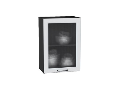 Шкаф верхний с 1-ой остекленной дверцей Ницца Graphite, Blanco, 720, 500, Кризет В*Ш*Г 716*500*318, фасад МДФ/Стекло  Blanco, корпус  Graphite ms2510VVT_44203