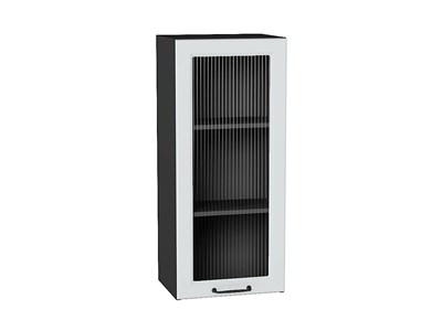 Шкаф верхний с 1-ой остекленной дверцей Ницца Graphite, Blanco, 920, 400, Moru В*Ш*Г 920*400*318, фасад МДФ/Стекло  Blanco, корпус  Graphite ms2510VVT_67389