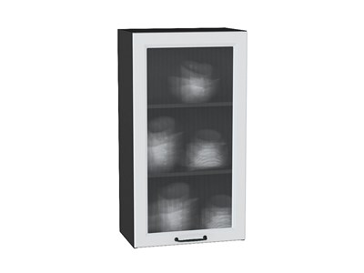 Шкаф верхний с 1-ой остекленной дверцей Ницца Graphite, Blanco, 920, 500, Кризет В*Ш*Г 920*500*318, фасад МДФ/Стекло  Blanco, корпус  Graphite ms2510VVT_44242