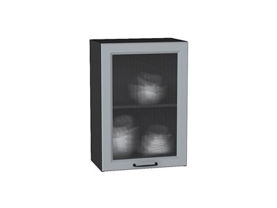 Шкаф верхний с 1-ой остекленной дверцей Ницца Graphite, Magnum, 720, 500, Кризет В*Ш*Г 716*500*318, фасад МДФ/Стекло  Magnum, корпус  Graphite ms2510VVT_44205
