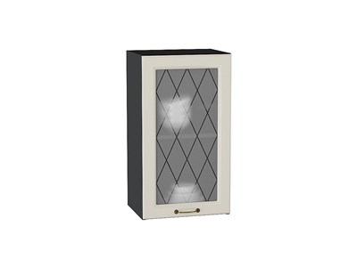 Шкаф верхний с 1-ой остекленной дверцей Ницца Graphite, Агат, 720, 400 В*Ш*Г 716*400*318, фасад МДФ/Стекло  Агат, корпус  Graphite ms2510VVT_54680